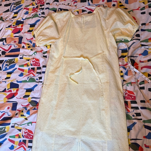 Uniqlo X Hana Hajima dress, gathered sleeves, cotton, yellow, size L, NWT - Picture 5 of 14